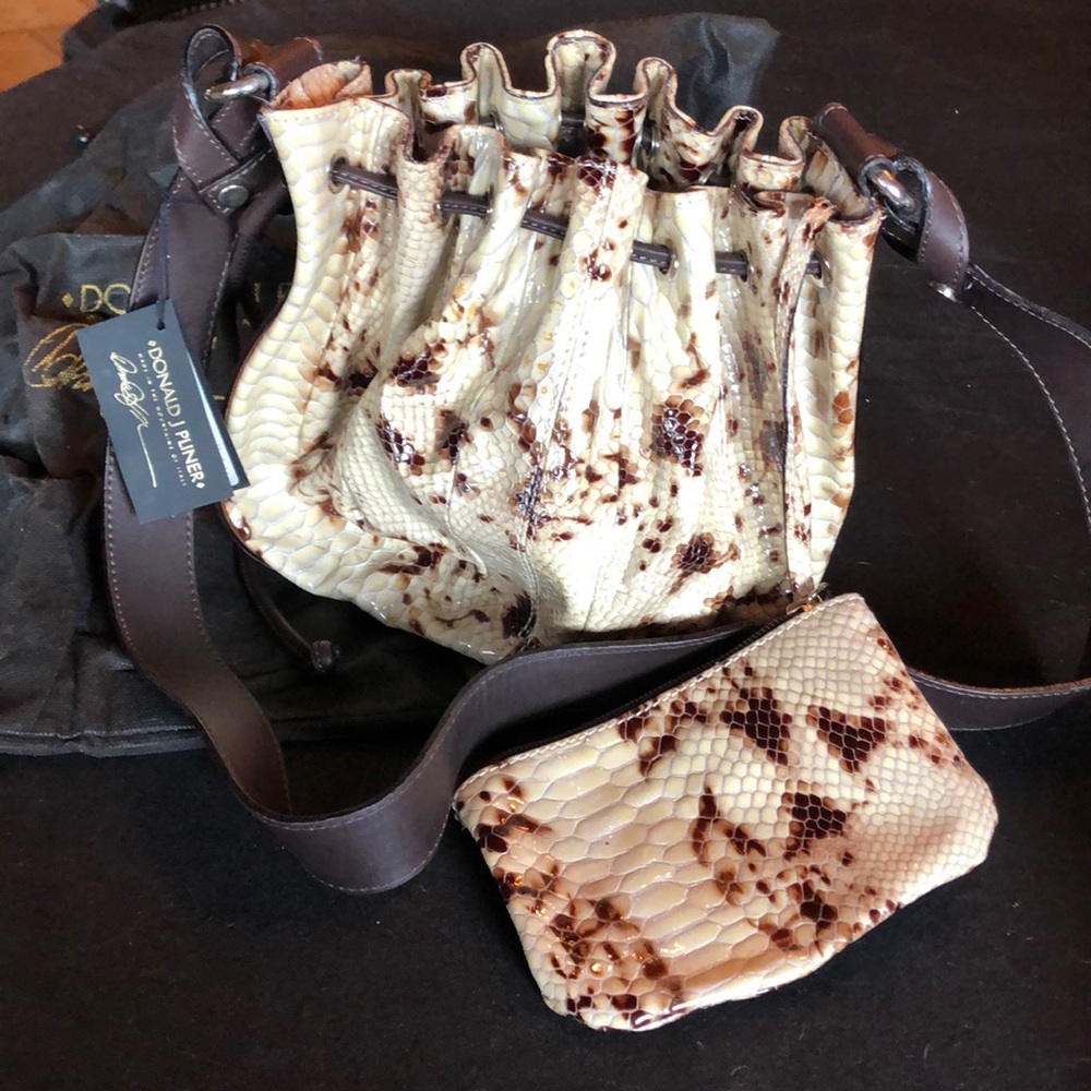 Donald J. Pliner Python Embossed Bucket Bag
